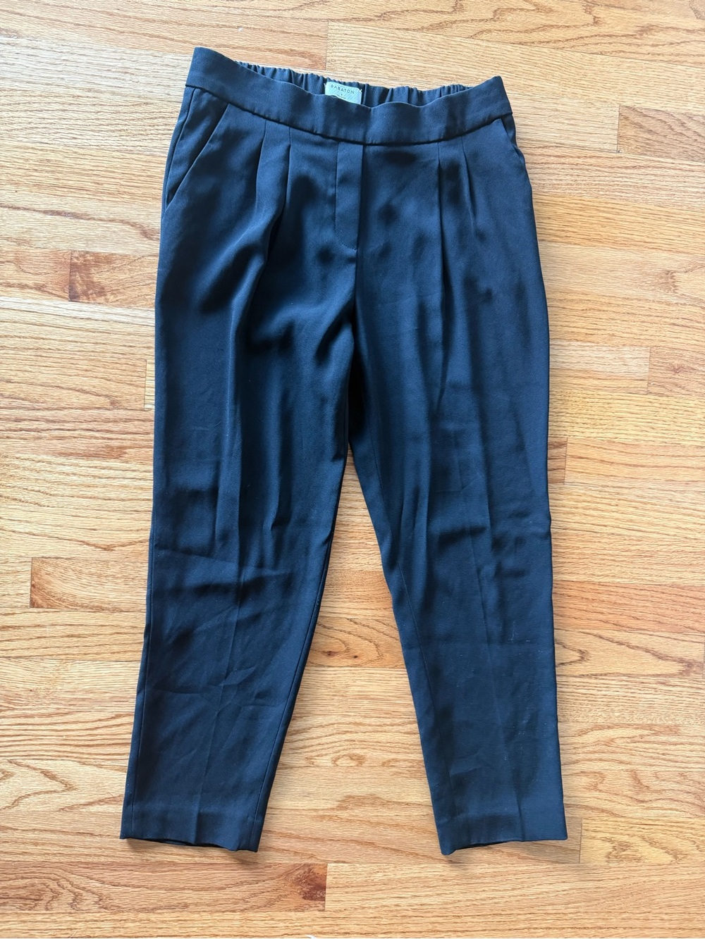 Babaton Black Ankle Pleated Tapered Pants